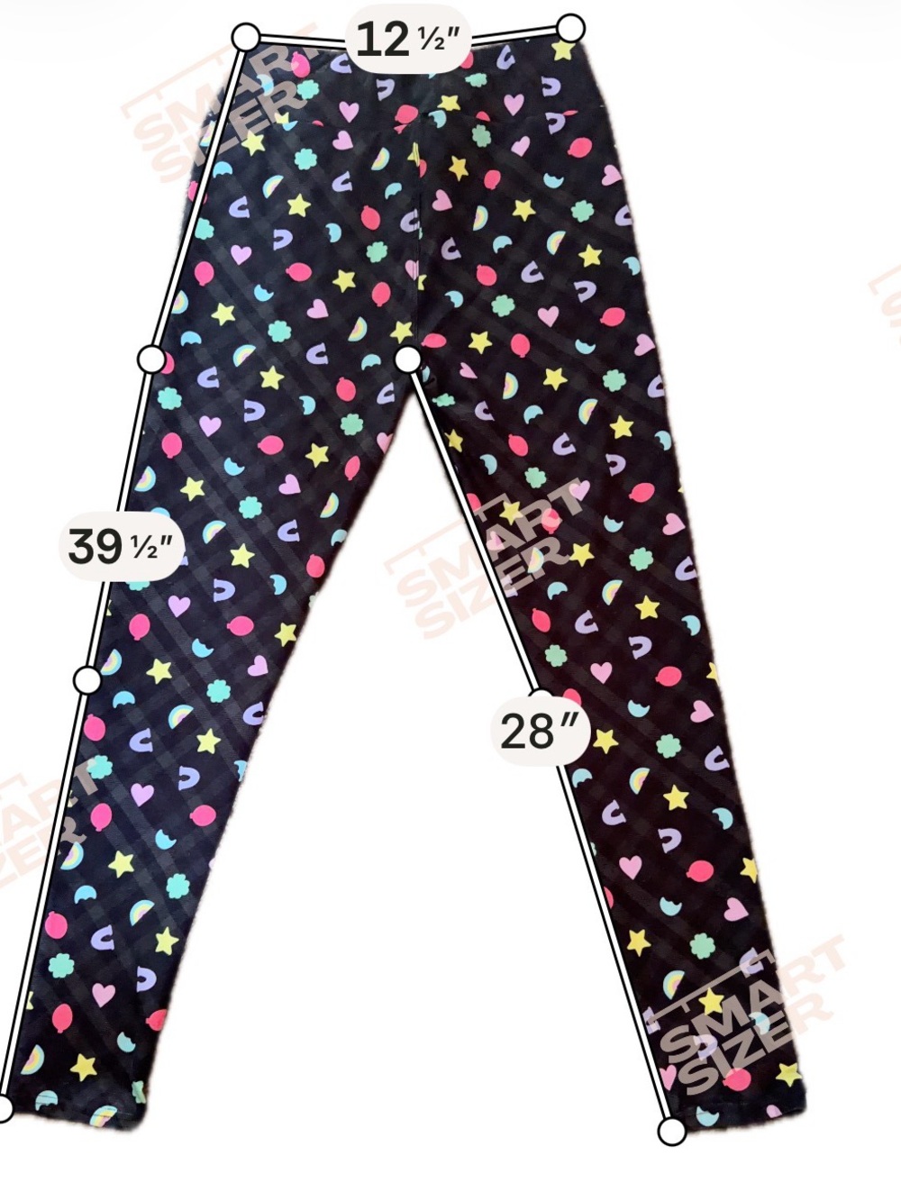 Amelia Rose One Size Super Soft Leggings Black Plaid Rainbow Hearts Stars - Picture 4 of 6